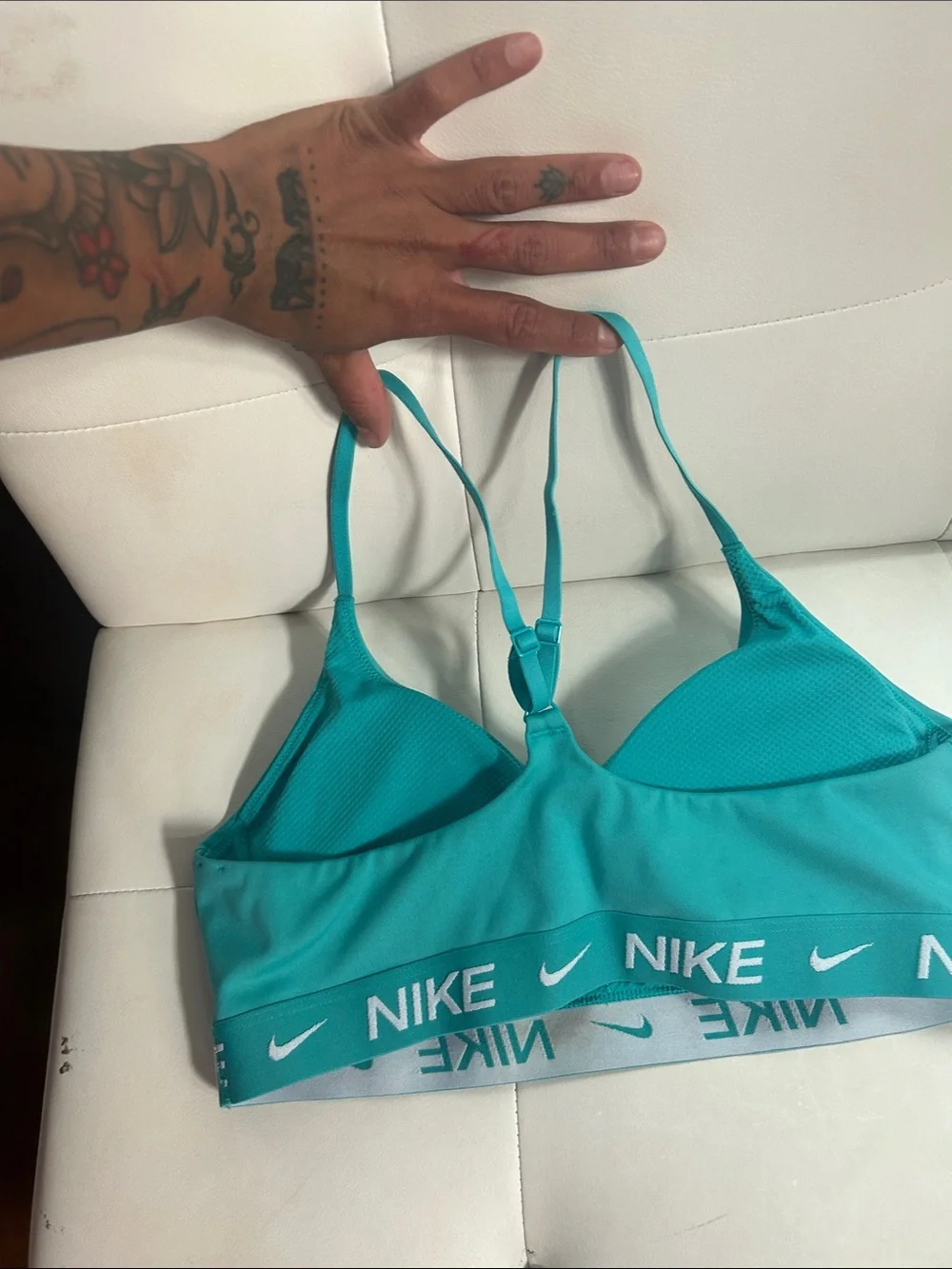 Nike Turquoise Logo-Band Light Support Sports Bralette